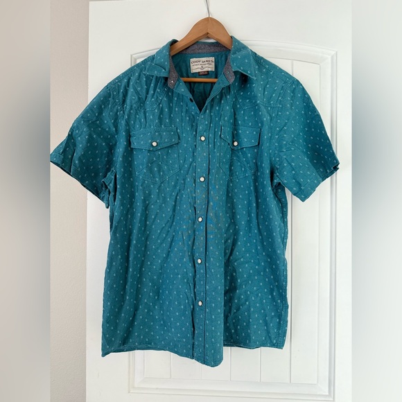 Cody James Teal Short Sleeve Casual Button Down Shirt - Picture 4 of 10